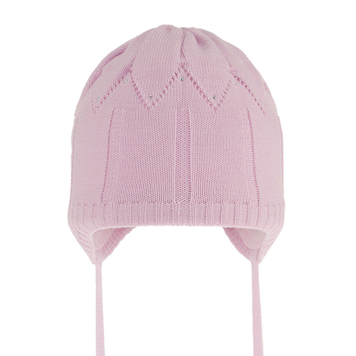 Czapka jesienna, wiosenna dla dziewczynki, liliowa, wiązana Mercja