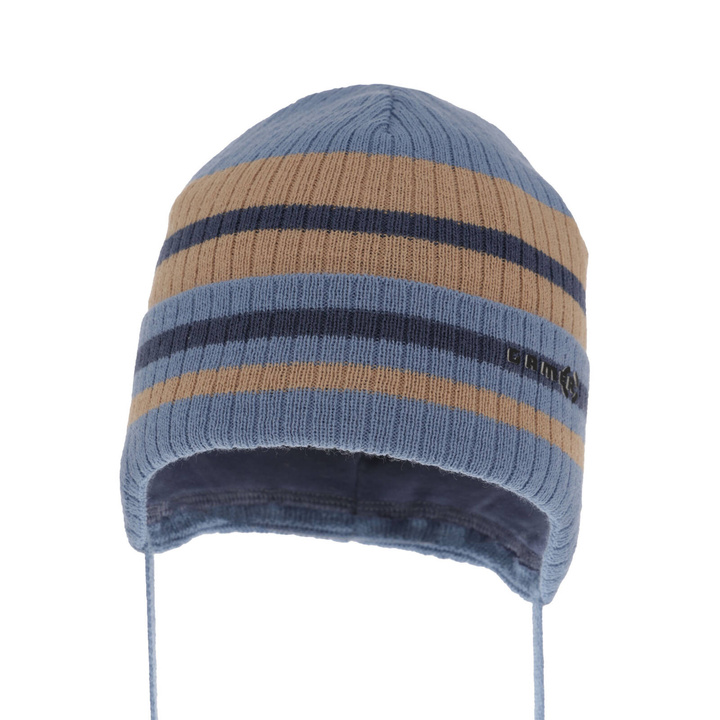 Czapka jesienna, wiosenna dla chłopca, niebieska, wiązana, Oleander