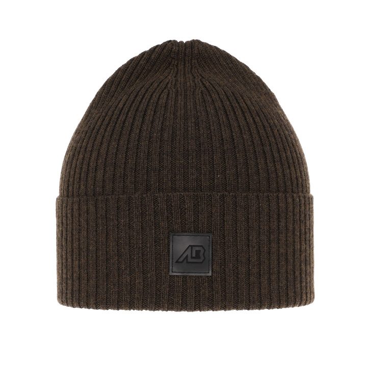 Czapka męska zimowa, brązowa, 100% wełniana merino Matias