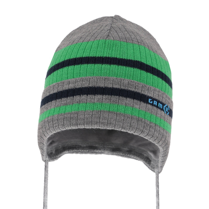 Czapka jesienna, wiosenna dla chłopca, szara, wiązana Oleander