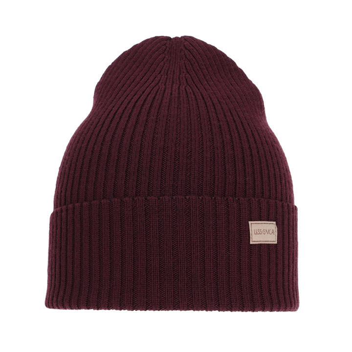 Czapka damska zimowa, wiosenna, burgundowa, 100% wełniana merino Sophie