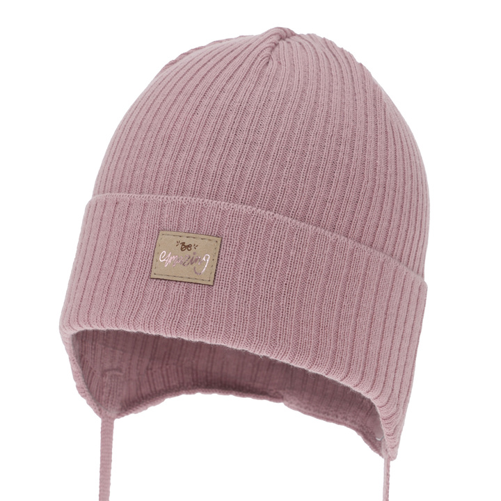 Czapka jesienna, wiosenna dla dziewczynki, wrzosowa, wiązana, z bawełną Tindra