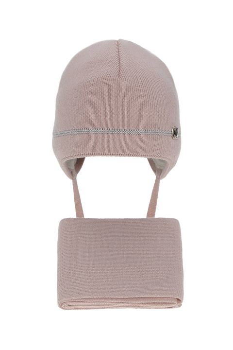 Czapka i szalik dla dziewczynki zimowy komplet, różowy Elina