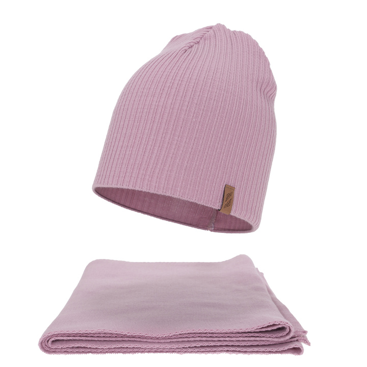 Czapka i szalik damski, zimowy komplet, fioletowy, Fena