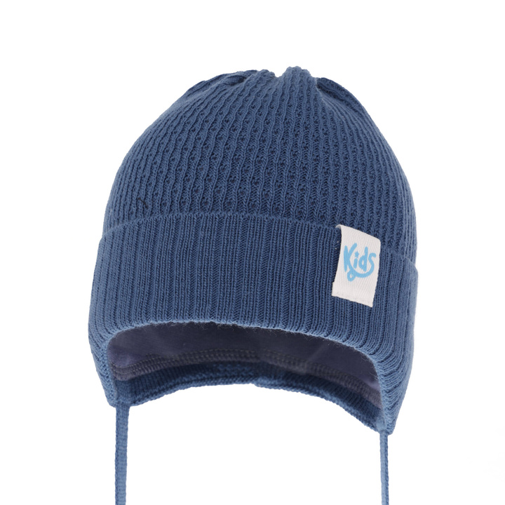 Czapka jesienna, wiosenna dla chłopca, granatowa, wiązana Galvani