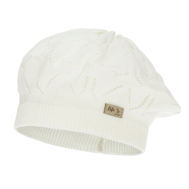 Beret dla dziewczynki jesienny, wiosenny, kremowy Liveria