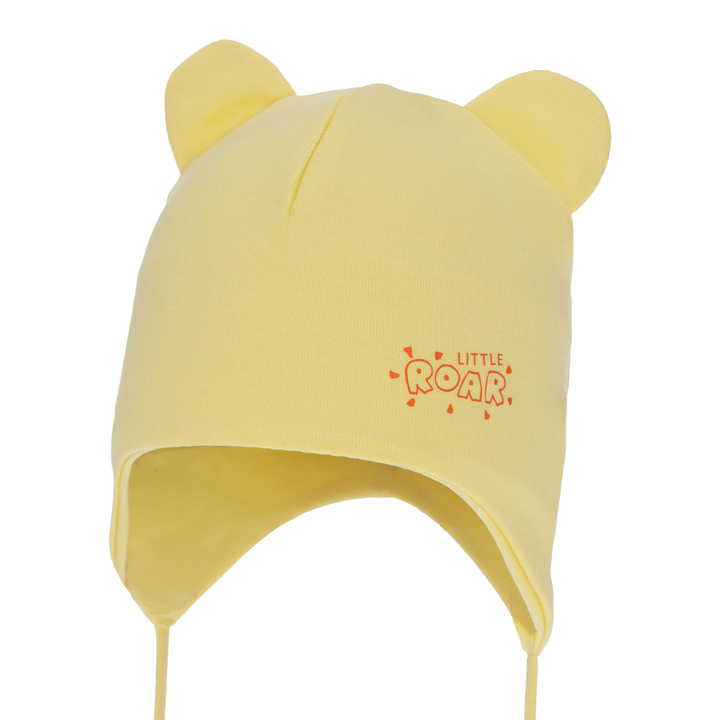 Czapka jesienna, wiosenna dla chłopca, żółta, bawełniana, wiązana Alrik