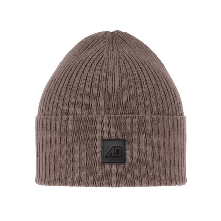 Czapka wiosenno-zimowa męska, jasnobrązowa, 100% wełniana merino Matias