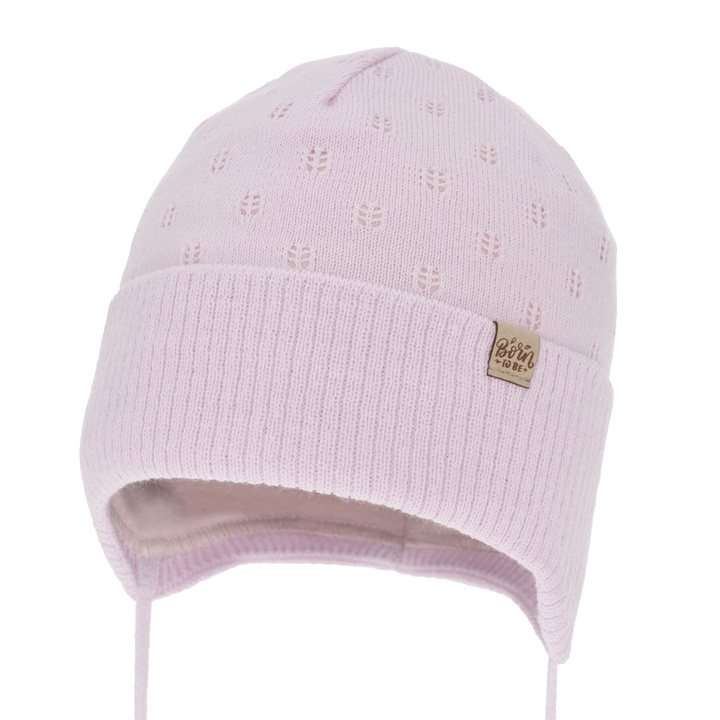Czapka jesienna, wiosenna dla dziewczynki, liliowa, wiązana, Froya