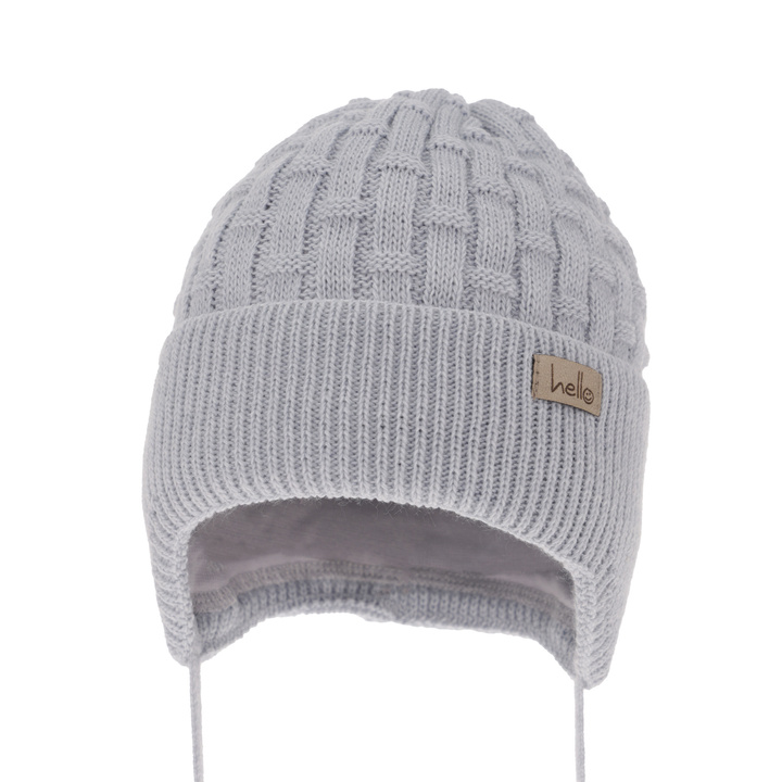 Czapka jesienna, wiosenna dla chłopca, jasnoniebieska, wiązana Farad