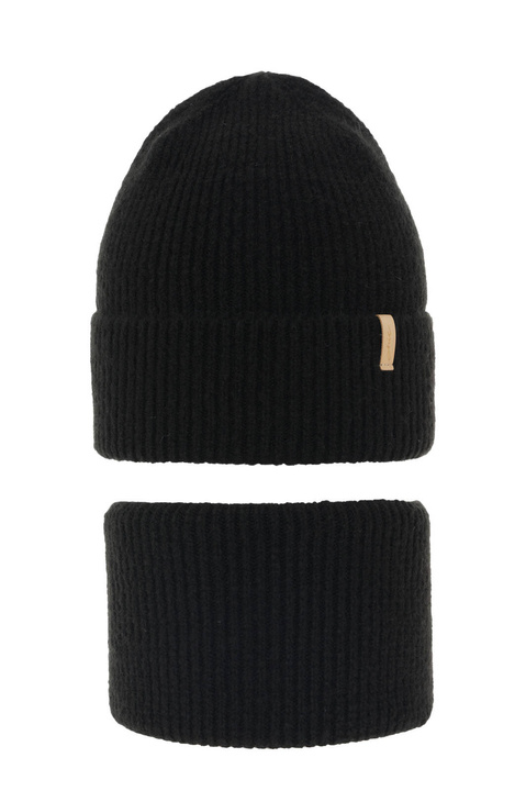 Czapka i komin dla dziewczynki zimowy komplet, czarny Edila