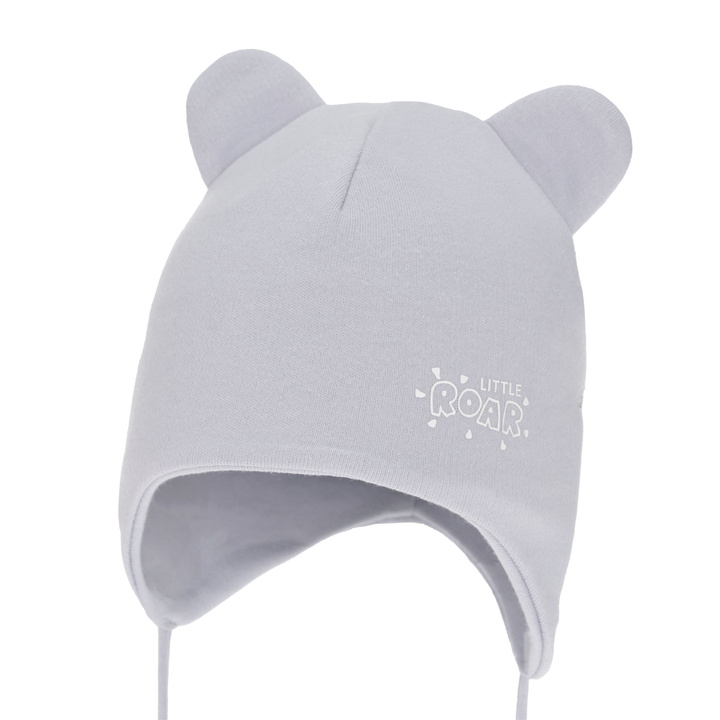 Czapka jesienna, wiosenna dla chłopca, szara, bawełniana, wiązana Alrik