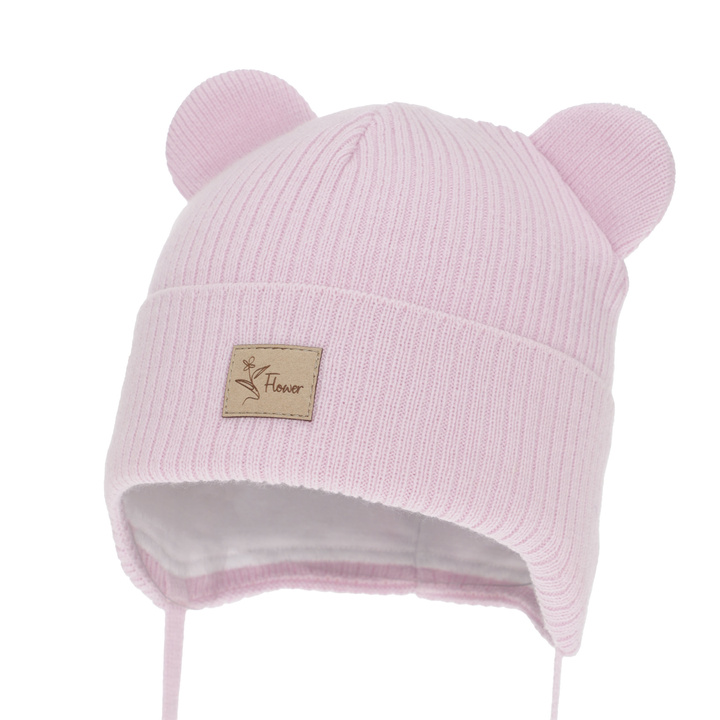 Czapka jesienna, wiosenna dla dziewczynki, liliowa, wiązana, Djona