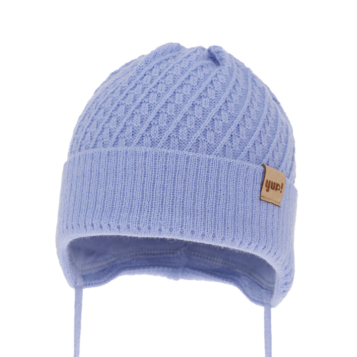 Czapka jesienna, wiosenna dla chłopca, niebieska, wiązana David