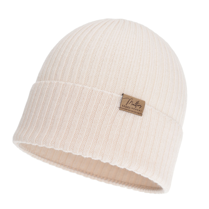 Czapka damska wiosenna, jesienna, jasnoróżowa, 100% wełniana merino, bezszwowa, Fabrizia