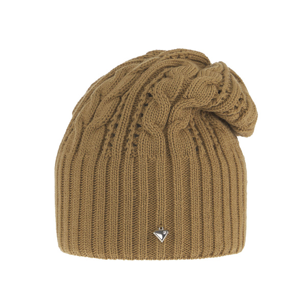 Czapka zimowa damska, camel, elegancka Sarysa