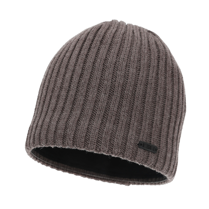 Czapka zimowa męska, beżowa, z wełną merino Adagio