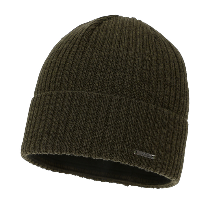 Czapka zimowa męska, khaki, z wełną merino Baltor