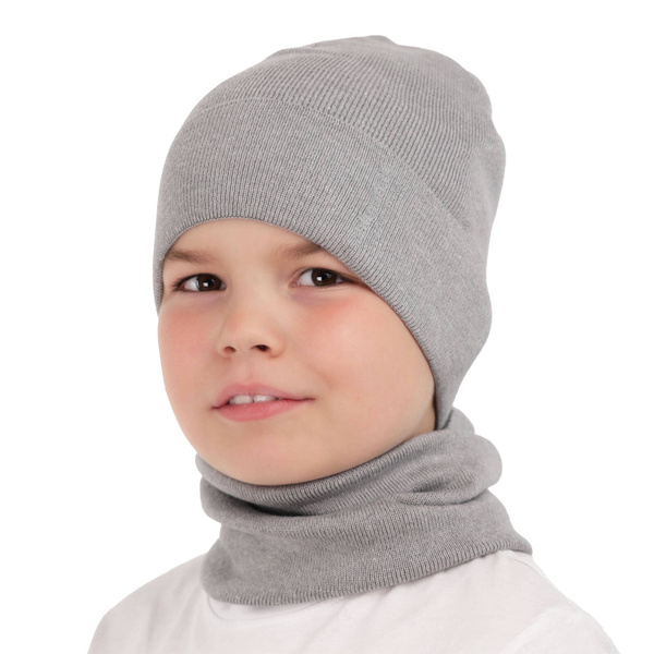 Czapka i komin dla chłopca jesienny, wiosenny komplet, szary Timothe