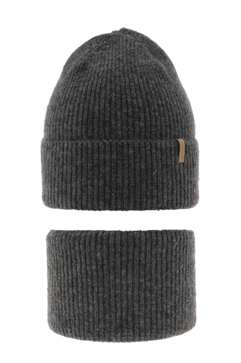 Czapka i komin dla dziewczynki zimowy komplet, szary, Edila