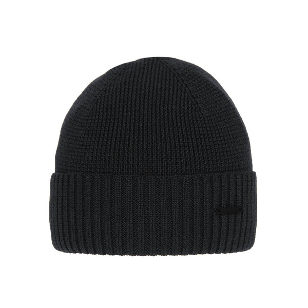 Beret zimowy męski, szary, z wełną merino, Henk