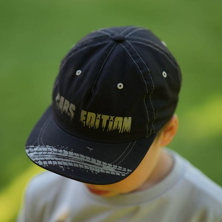 Czapka z daszkiem dla chłopca, czarna, bawełniana Cars Edition