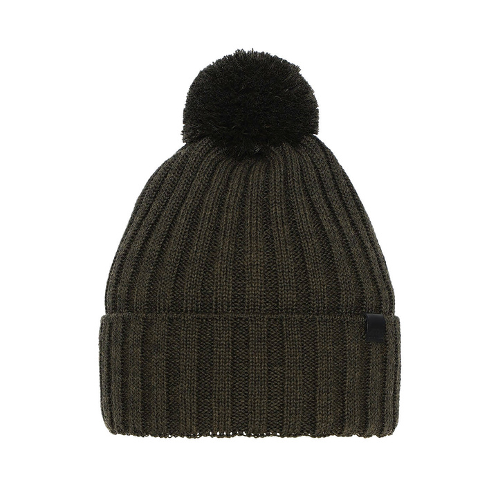 Czapka zimowa męska, khaki, z wełną merino Korynt