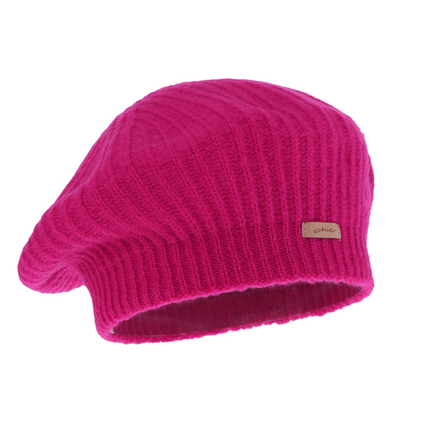 Beret zimowy damski, różowy, Grace
