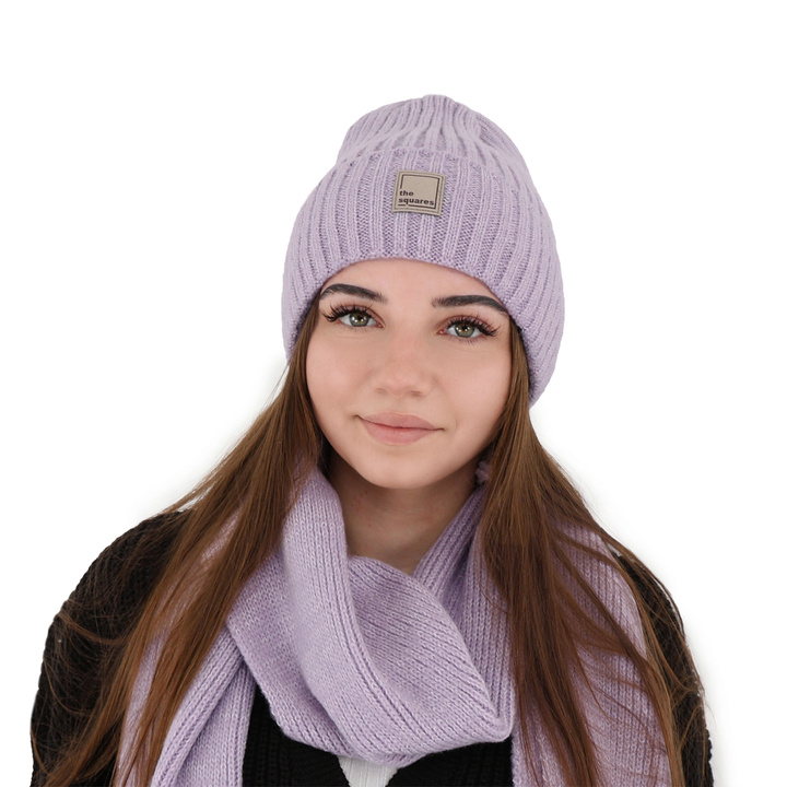 Czapka zimowa damska, fioletowa, z wełną merino Benedetta