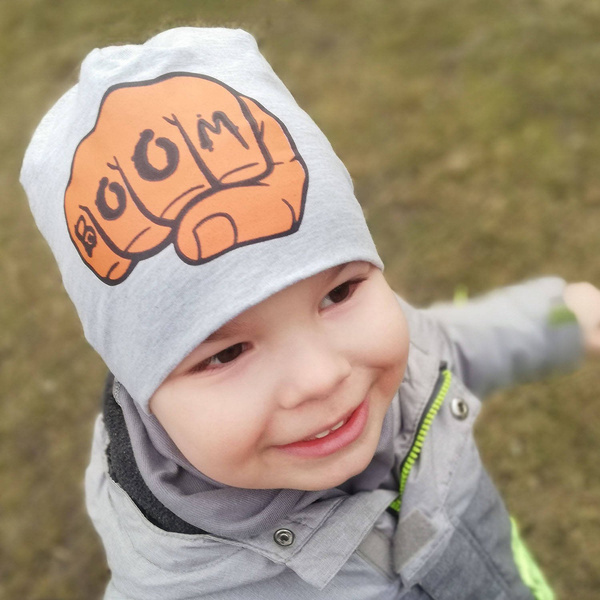 Czapka jesienna, wiosenna dla chłopca, szara, bawełniana, dwuwarstwowa Ruben
