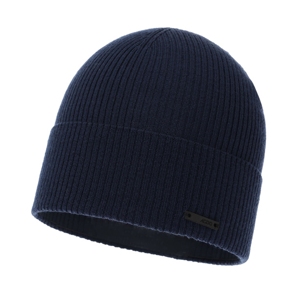 Czapka jesienna, wiosenna męska, granatowa, 100% wełniana merino Fleur
