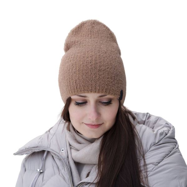 Beret zimowy damski, camel, Frances