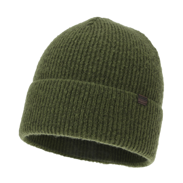 Czapka zimowa męska, khaki, z wełną merino, Korins