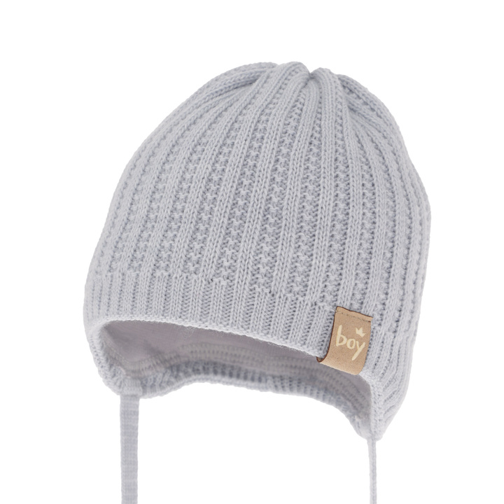 Czapka jesienna, wiosenna dla chłopca, jasnoniebieska, wiązana, Chico