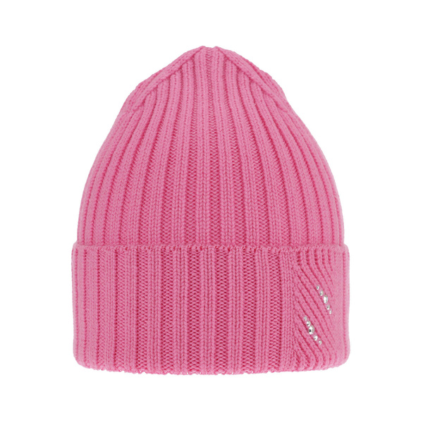 Czapka zimowa damska, różowa, 100% wełniana merino Ariga