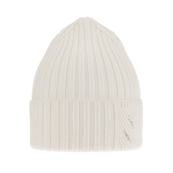 Czapka zimowa damska, biała, 100% wełniana merino Ariga