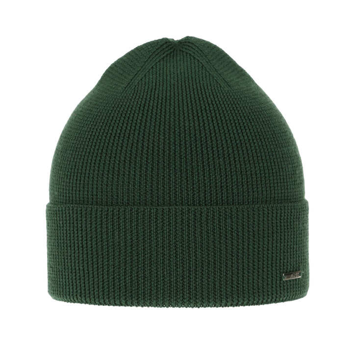 Czapka męska zimowa, zielona, 100% wełniana merino Memfis