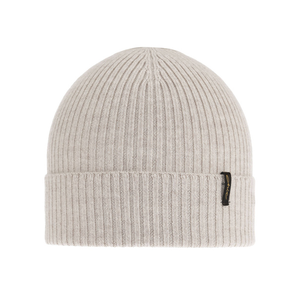 Czapka zimowa damska, beżowa, 100% wełniana merino Megan