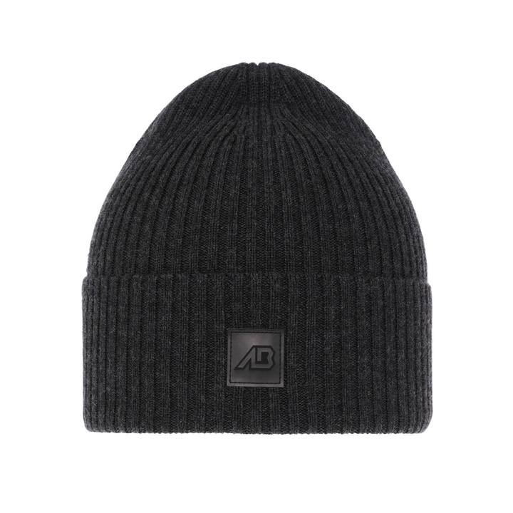 Czapka męska zimowa, ciemnoszara, 100% wełniana merino, Matias