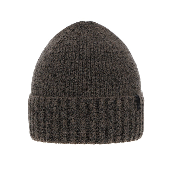 Czapka zimowa męska, brązowa, z wełną merino Nori