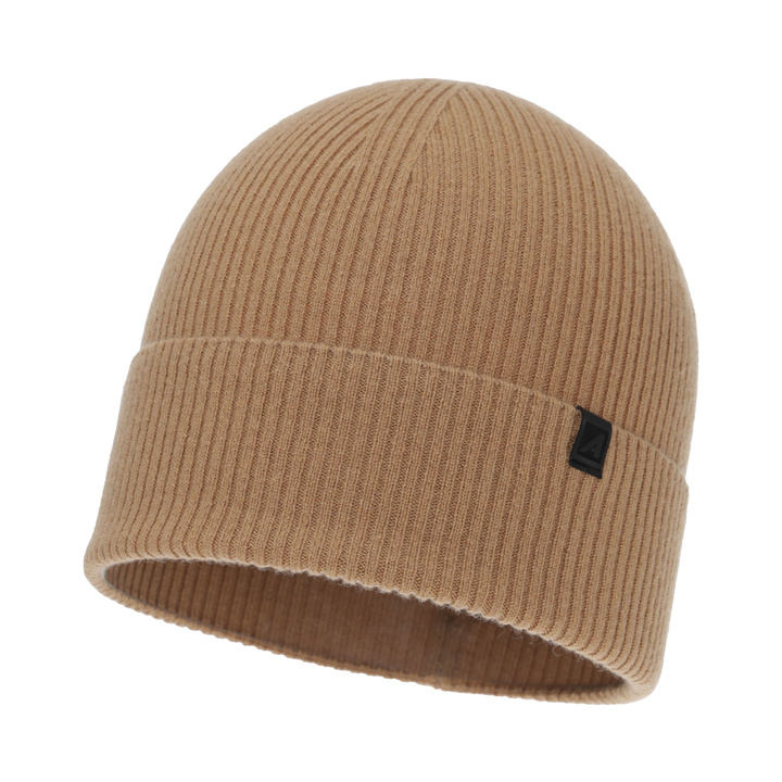 Czapka zimowa męska, camel, wełna merino z kaszmirem, Azuryt