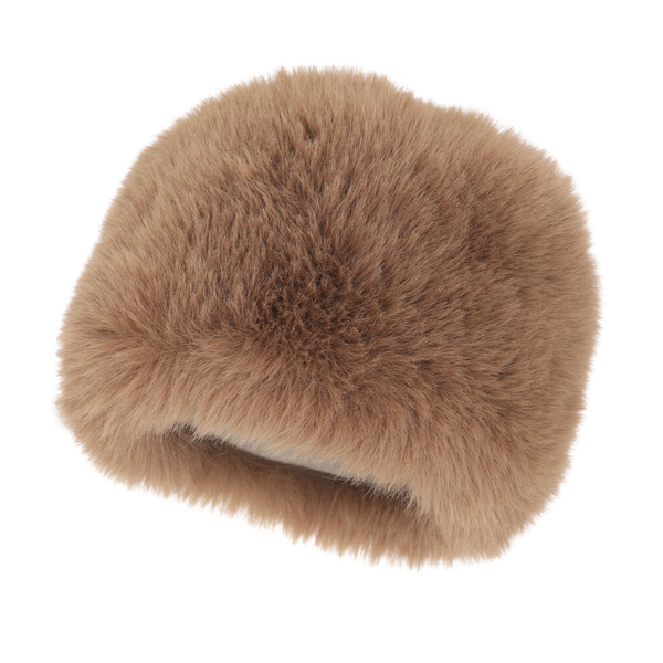 Czapka zimowa damska podszyta wełnianym polarem w kolorze camel Holly