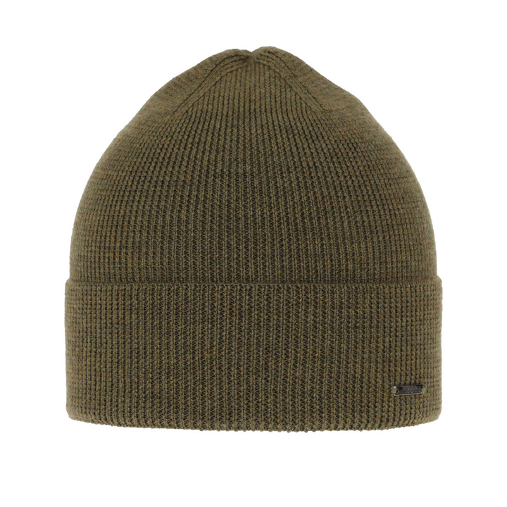 Czapka zimowa męska, zielona, 100% wełniana merino, Memfis