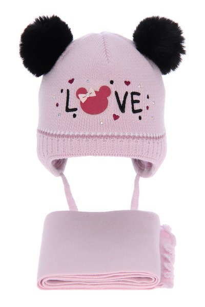 Komplet dla dziewczynki: czapka i szalik zimowy różowy Alina