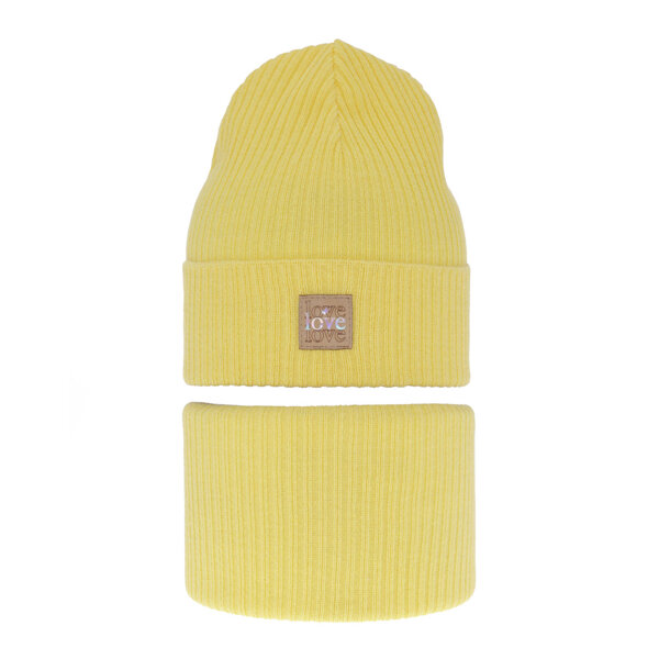 Komplet jesienny/ wiosenny dla dziewczynki: czapka i komin żółty Furora