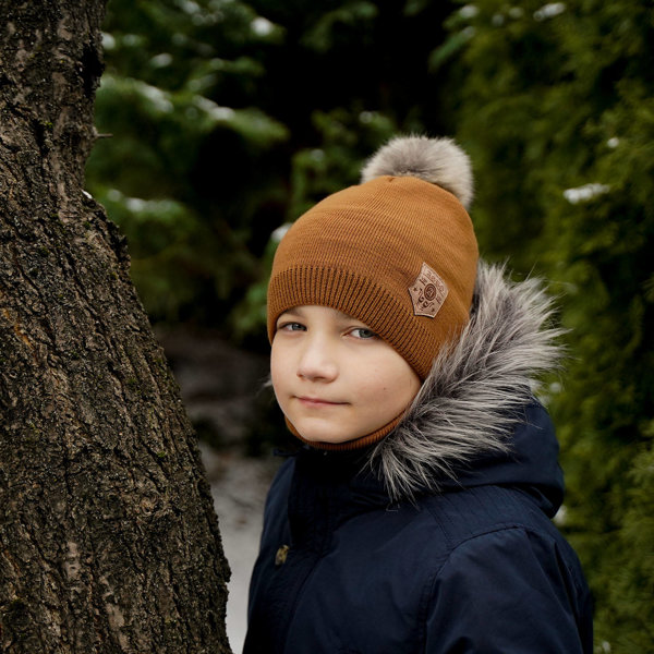 Komplet zimowy dla chłopca: czapka i komin camelowy Apolin