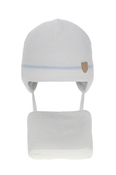 Komplet zimowy dla chłopca: czapka i szalik biały Musso