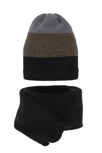 Komplet zimowy dla chłopca: czapka i szalik szary Sonik