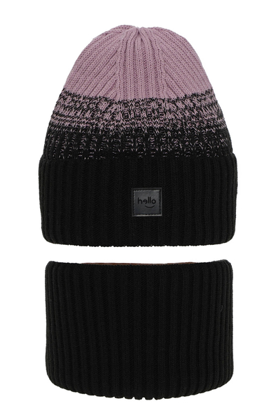 Komplet zimowy dla dziewczynki: czapka i komin czarny Tasha