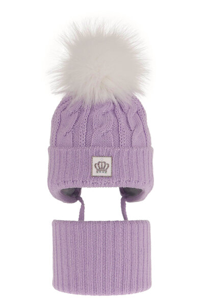 Komplet zimowy dla dziewczynki: czapka i komin fioletowy Tigra